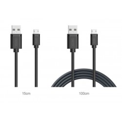 Unitek Zestaw kabli 2w1 USB microUSB, 1.0m + 15cm; C4050BK