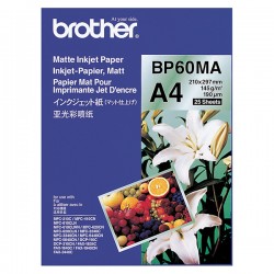 Brother Matte Inkjet Paper, foto papier, matowy, biały, A4, 145 g|m2, 25 szt., BP60MA, atrament