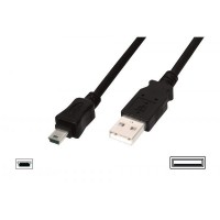 EDNET Kabel połączeniowy USB2.0 Canon Typ USB A|miniUSB B(5pinów), M|M czarny 3m basic